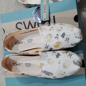 Tom's Alpargata White Spring Bunnies sz 7.5 NWT Bunny